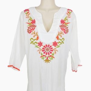SOL Embroidered Cotton Tunic Top Sz M